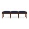 Lesro Lenox Wood 3 Seat Bench Wood Frame, Walnut, OH Navy Upholstery LW3001 - alternate 1